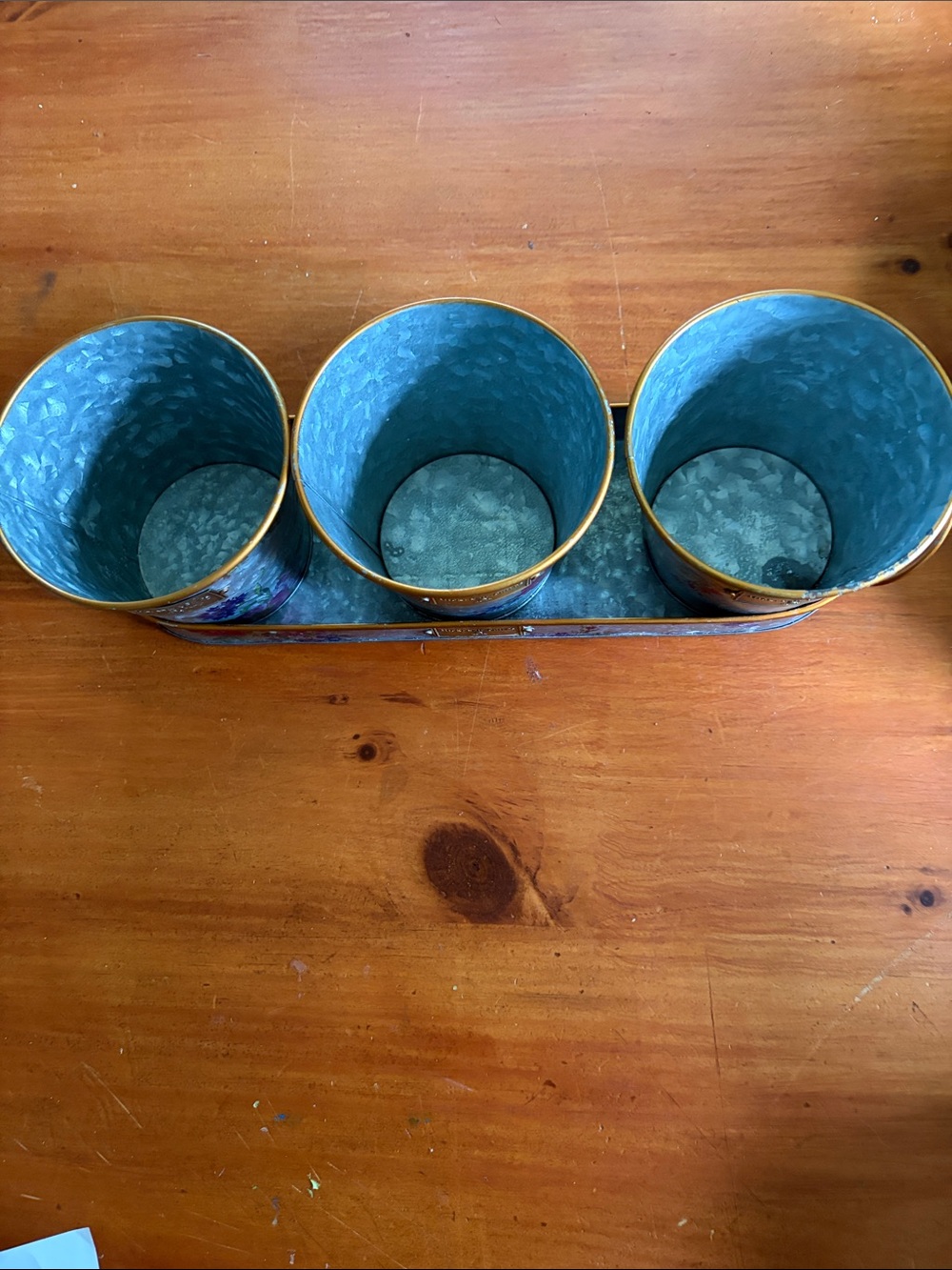 Mackenzie-Childs Flower Market Herb Pots & Tray Set 3 English Garden Cottagecore - Picture 5 of 12